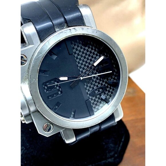 Oakley Gearbox Men's Watch Swiss Quartz Titanium Case Black Dial Rubber … - Picture 1 of 14